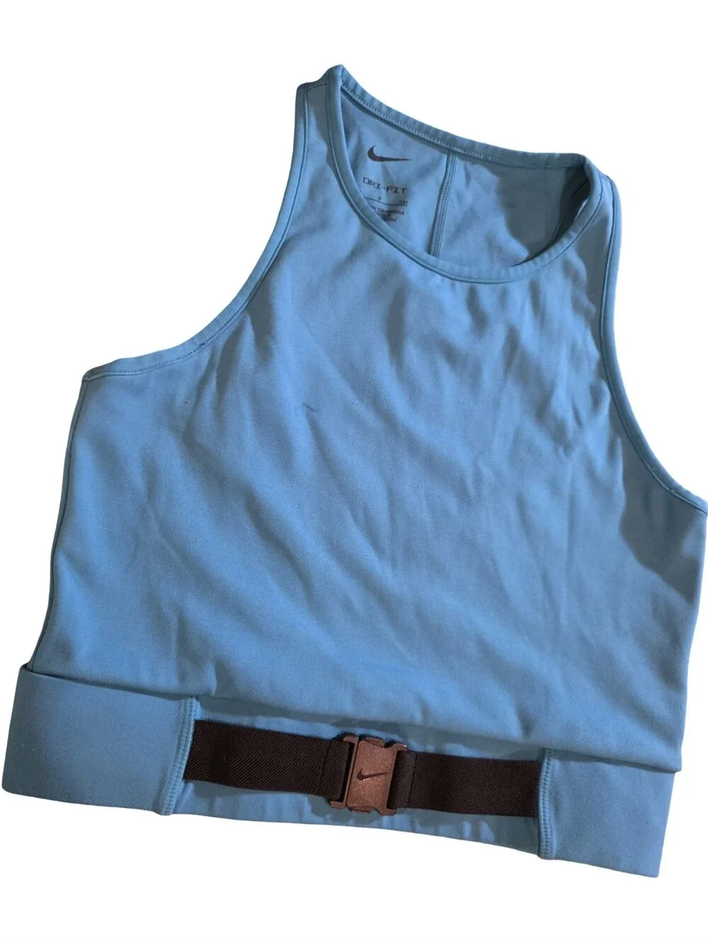 Nike Dri-FIT Buckle Cropped Training Tank Top Women Blue Size Small Athletic